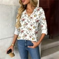 thumbnail image 5 of Craaazy Oversized Tshirts For Women Casual Printed V Neck Long Sleeve Shirt Floral Printed Top With Buttons Gifts, 5 of 8