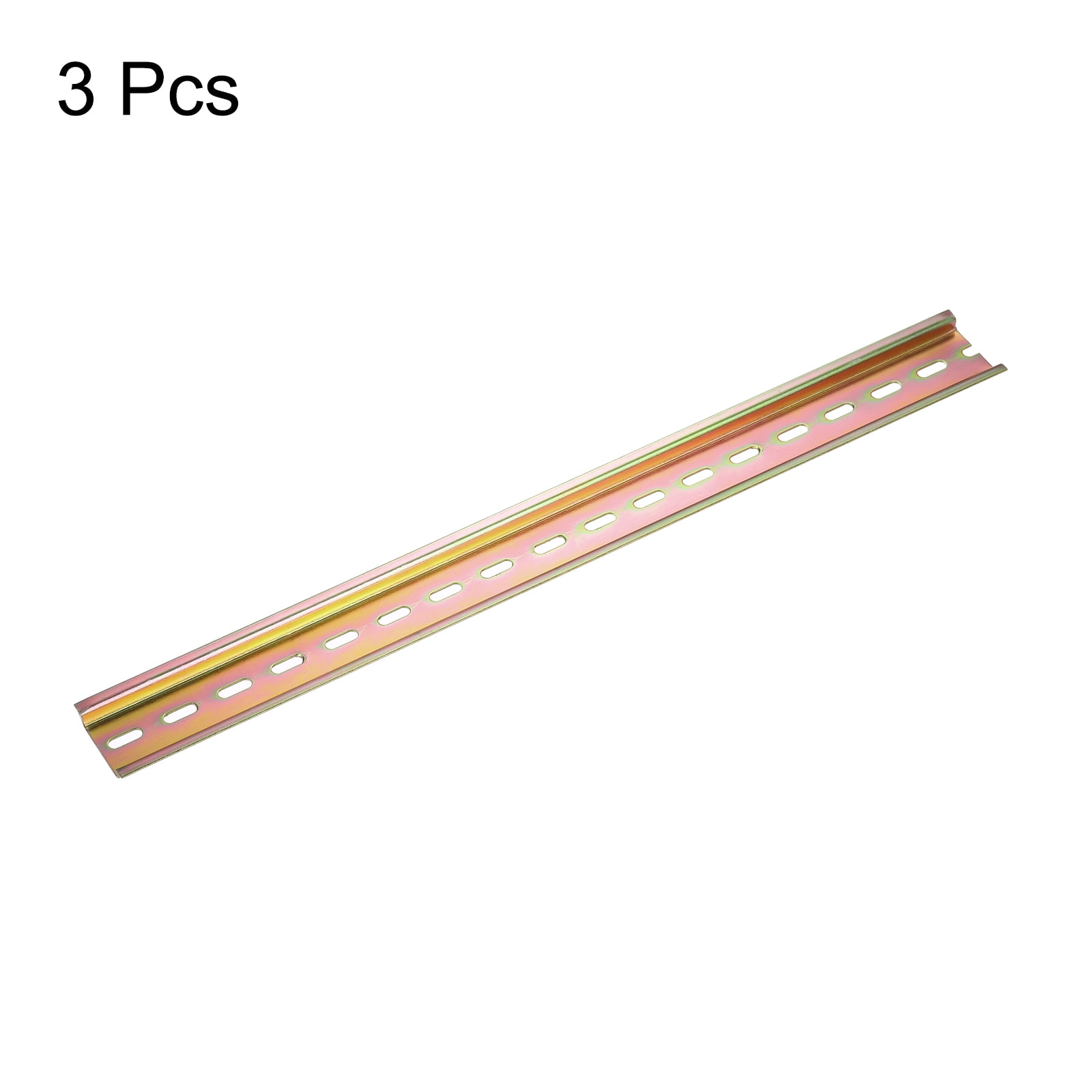 Uxcell 3 Pcs DIN Rail Slotted Iron Mounting Guide Bronze Tone 350mmx35mmx7.5mm