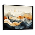 thumbnail image 2 of Designart "Blue Orange Line Art Landscape" Abstract Line Floater Framed Wall Art Print, 2 of 7