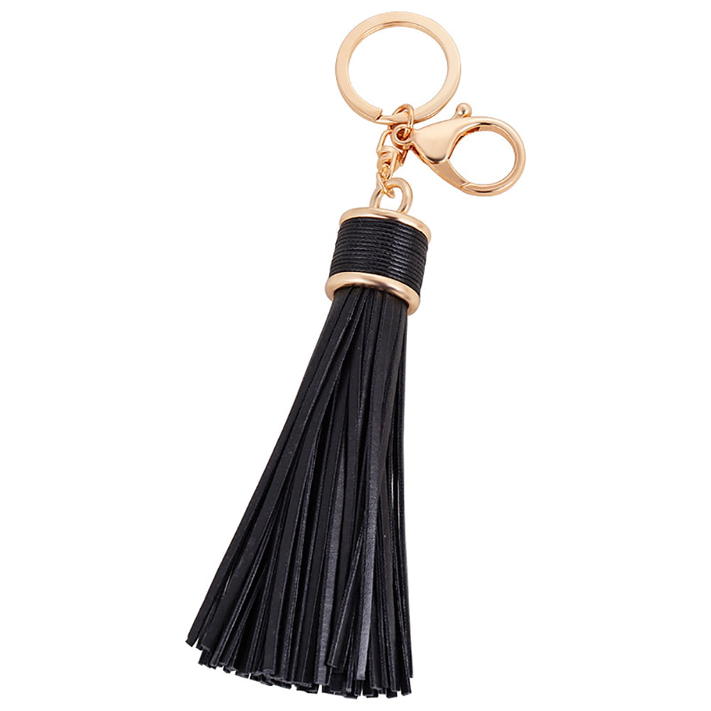 Leather Tassel Ring Keychain Car Key Chain Holder Simple Bag Pendant Key Ring 