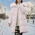 thumbnail image 2 of Aoiroe Womens Long Coat Womens Fall Jackets Womens Cotton Coats For Women Down Jacket Womens Long Puffer Coat Oversized Casual Loose Solid Lined Rain Jacket Women Waterproof Pink XL, 2 of 4