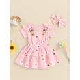 thumbnail image 2 of Suealasg Baby Girl Clothes 3 6 12 18 Months Short Sleeve Ribbed Romper + Suspender Skirt + Headband Set 3Pcs Newborn Summer Outfits, 2 of 6