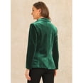 thumbnail image 3 of DARING DIVA Women's Velvet Notched Lapel Double Breasted Blazer Jacket XS Dark Green, 3 of 6