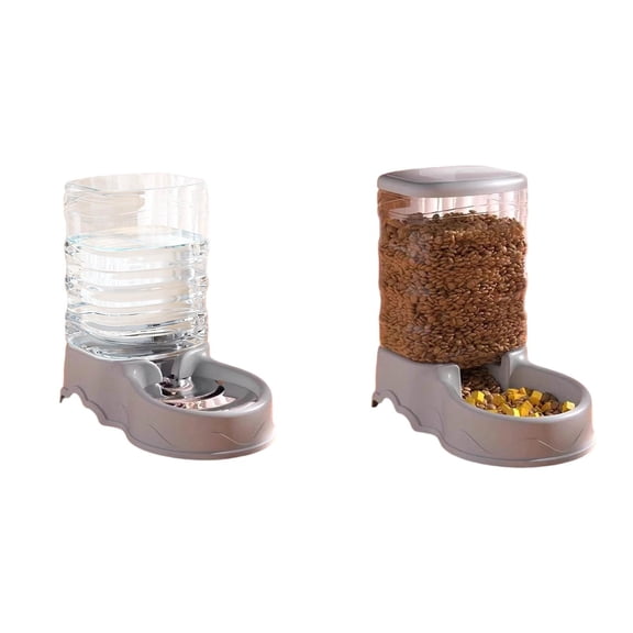 2Pcs 6.7x10.6x11.4 Inch Pet Feeding Bowl and Water Dispenser with Refillable Storage Container Self Dispensing, Dog Rabbit Waterer, Automatic Pet Water Dispenser for Cats and Dogs Gravity Fed