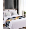 thumbnail image 4 of Xipuska Gold Blue Gray Marble Bed Runners for Twin Size Bed, Decorative Bed Throws for Foot of Bed, Modern Abstract Aesthetic Art Bed Runner Sofa Throw Bedding Scarf Protector Slipcover for Bedroom, 4 of 6