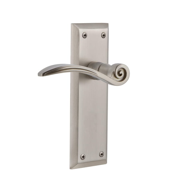 Nostalgic Warehouse New York Plate Passage Swan Lever in Satin Nickel