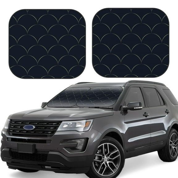 Naloa Black Fish scales 2 Piece Foldable Car Sun Shades, Car Windshield Sunshade, Front Window Sunshade for Car, Truck, SUV - Small