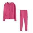 thumbnail image 4 of ZAZYULZ Outfits for Women Ladies Zip Hooded Two Piece Activewear Long Sleeve Top And Casual Pants Set(Hot Pink1,M), 4 of 4
