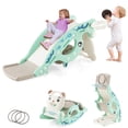 thumbnail image 1 of Gymax 4-in-1 Kids Slide Rocking Toy Slide Rocking Horse w/Basketball Hoop Rings Green, 1 of 10