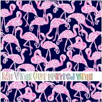 Printed Adhesive Vinyl Flamingo Navy Pattern Permanent Adhesive (Small Scale)