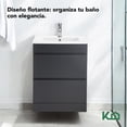 thumbnail image 4 of Gabinete Para Baño KingsHouse Mueble Lavamanos Ovalín Monomando 2 Cajones Organizador Fibra de Madera MDF gris, 4 of 7