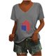 thumbnail image 1 of Fiudx Camisetas para Mujer Camiseta de Cuello Redondo con Estampado Del Día de La Independencia Degradado de Manga Corta para Mujer, 1 of 3