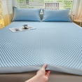 thumbnail image 4 of Cooling Queen Mattress Pad Set (3 Piece) - Honeycomb Breathable Mattress Protector with 2 Pillow Shams, Light Gray / Light Blue, 70.86" x 78.7", Not Include Pillow, 4 of 9