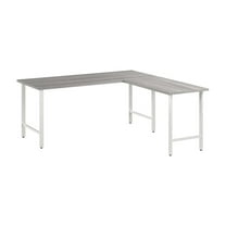 Pemberly Row 72W x 30D L Shaped Computer Desk in Platinum Gray - Engineered Wood