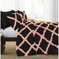 thumbnail image 2 of 1 Piece Luxury Two Tone Diamond Ruffle Pattern Comforter Super Soft All Season 800 Thread Count, 100% Egyptian Cotton, Oversized Super King Size Peach/Black Solid Color, 2 of 4
