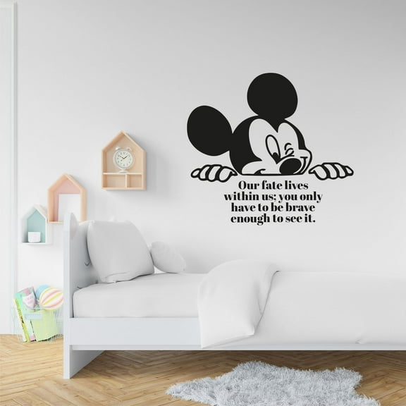 Fate Lives Mickey Mouse Quote Disney Cartoon Quotes Wall Sticker Art Decal for Girls Boys Room Bedroom Nursery Kindergarten House Fun Home Decor Stickers Wall Art Vinyl Decoration Size (20x20 inch)