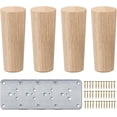 thumbnail image 1 of Patas de madera rectas para muebles de 5 pulgadas, patas de mesa redondas de madera natural de 4 piezas La Vane con tornillos y protector de piso para muebles de bricolaje, sofá, sillón, cama, silla, 1 of 5