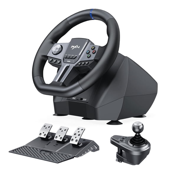 Volante de carreras PXN V9 Gen2 270° y 900° con 3 pedales y palanca de cambios