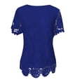 thumbnail image 3 of CUSTG Casual Shirts For Women Summer Solid Color Fashion Short Sleeve Blouse With Elegant Lace Hollow Out Design Comfortable Round Neck Versatile Tops For Daily Wear Vacation Dailywear, 3 of 3