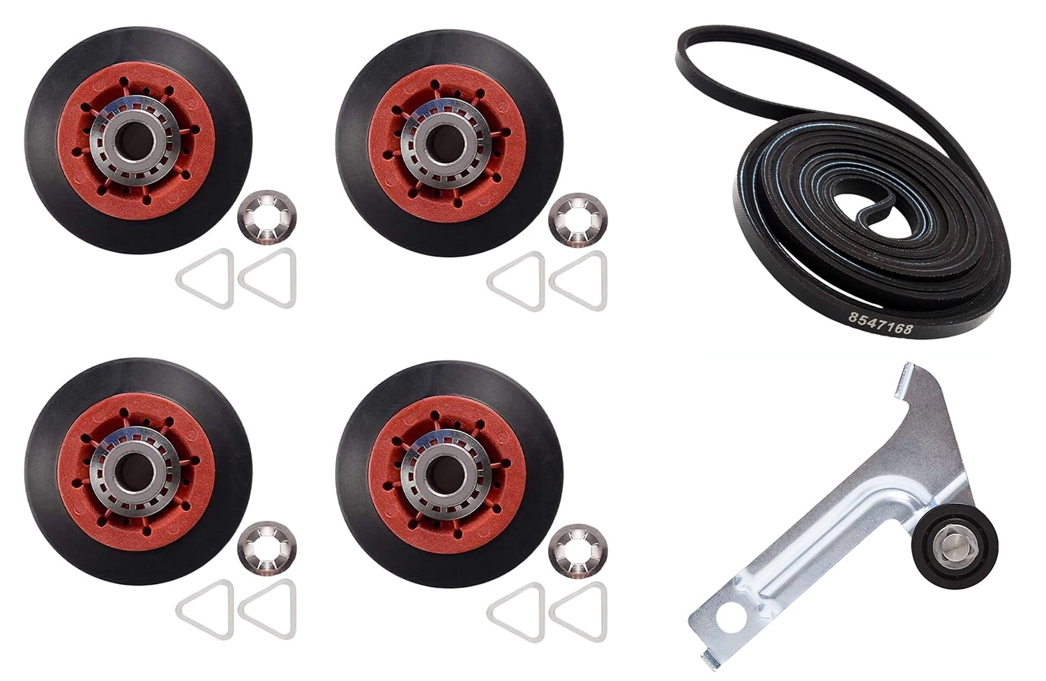 Scaroo WP8547168, 8547174V, WPW10314173 X 4  Whirlpool Maytag Dryer Belt, 4 Roller, Idler Kit