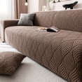 thumbnail image 4 of 1pc Art Leaf Jacquard Sofa Cover - One-Piece Full Coverage Stretch Sofa Protector with Elastic Jacquard, Non-Slip Pet-Friendly Design for Sectional Sofas,Modern Home Decor (Includes Bonus Pillowcase), 4 of 10