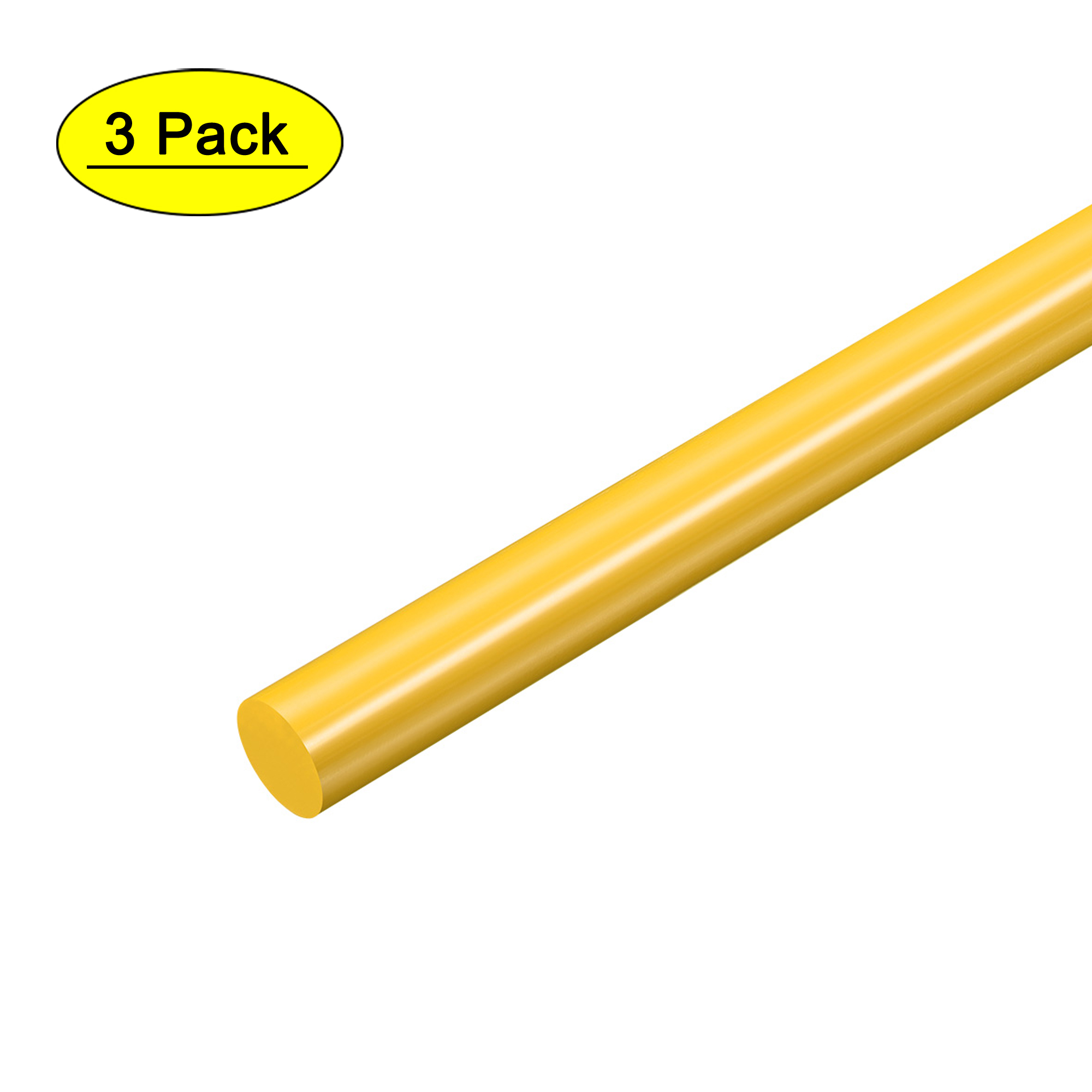 Uxcell Round Rod 1/2" Dia 20" Length Polyoxymethylene Rods Engineering Plastic Round Bars(0.47'') Plastic Yellow 3pcs