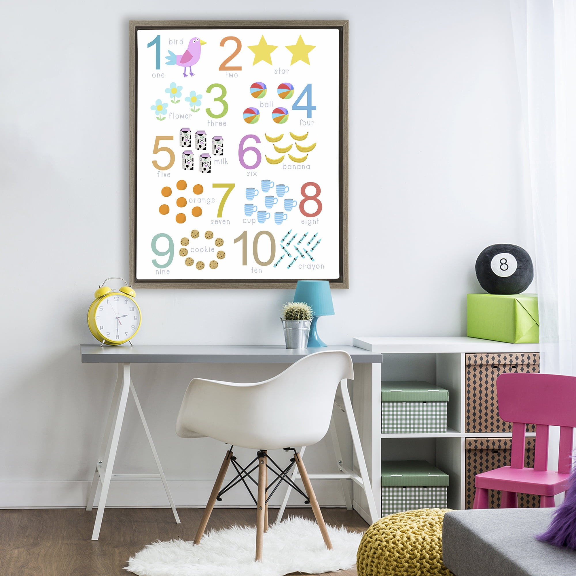 Fun Learning To Count Brown Framed Floater Canvas Wall Art, design by Carla Daly