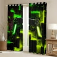 thumbnail image 2 of Gaming Video Game 30%-50% Blackout Curtains Youth Modern Gradient Buffalo Curtains,Gamepad Gamer Curtains & Drapes Ombre Futuristic Cubes Living Room Curtains,Black Green Yellow Window Curtains, 2 of 6