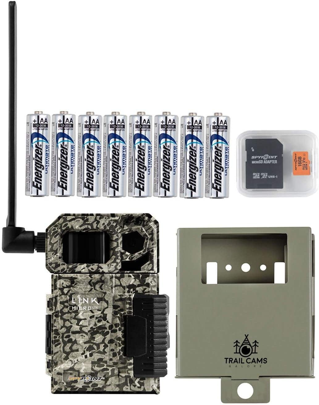 SPYPOINT LINK-MICRO-LTE TWIN Premium Pack of Cellular Trail Cameras includes 16 AA batteries and two 16g MicroSD card Low-Glow LEDs for Quality Nighttime 10MP Photos 4G/LTE photo transmission. 80’ flash and detection range