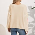 thumbnail image 4 of Juslio Women Sweaters Pullovers Tops for Women Solid Crew Neck Long Sleeve Knit Beige, 4 of 5