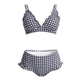 thumbnail image 4 of DHFJKG Women's Bikini Set Cute Ruffle Trim Striped 2 Piece Swimsuits High Waist Tummy Control Bathing Suit Stylish Beachwear, 4 of 4