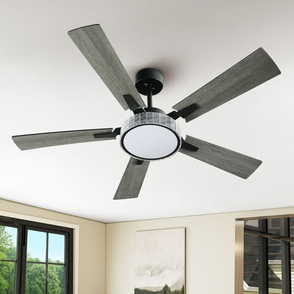 Dextrus 52 Inch Smart Chandelier Ceiling Fans with Lights and Remote,Quiet DC Motor, Dual Finish 5 Blades