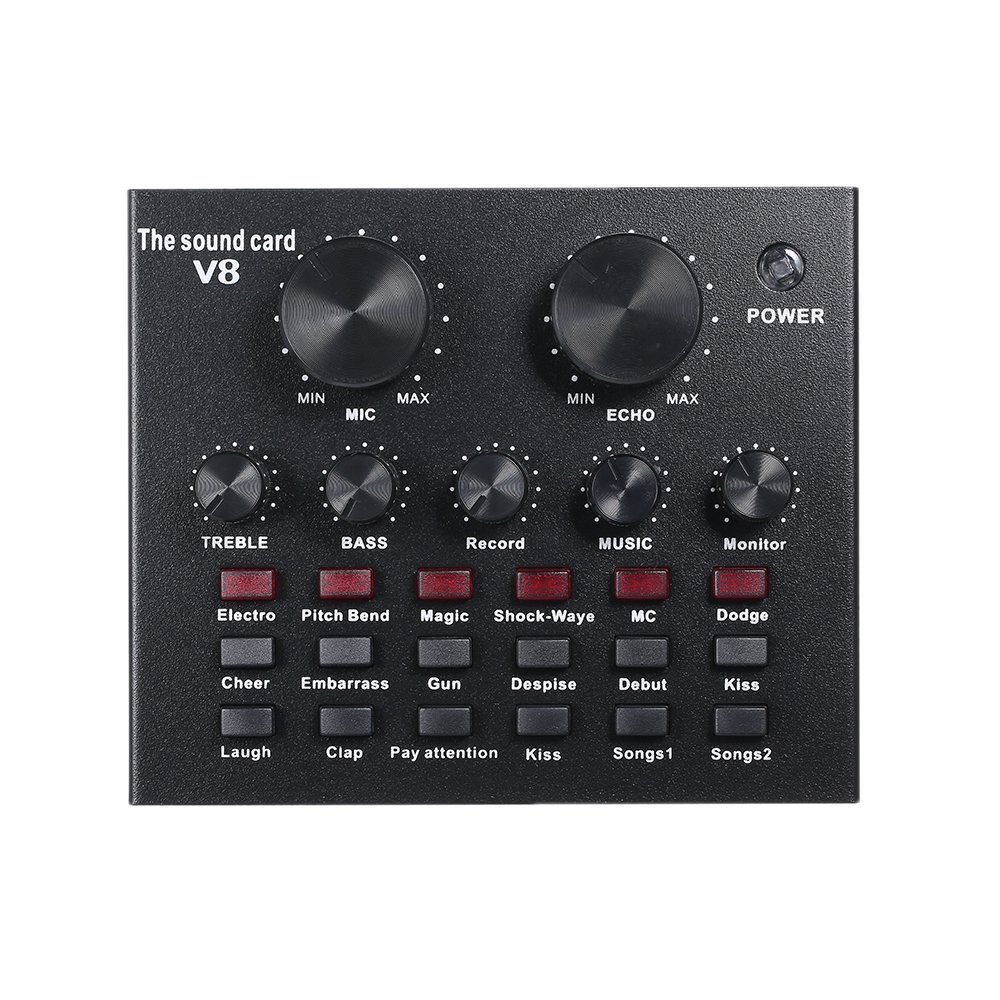 Anself V8 Live Sound Card Intelligent Volume Adjustable Audio Mixer