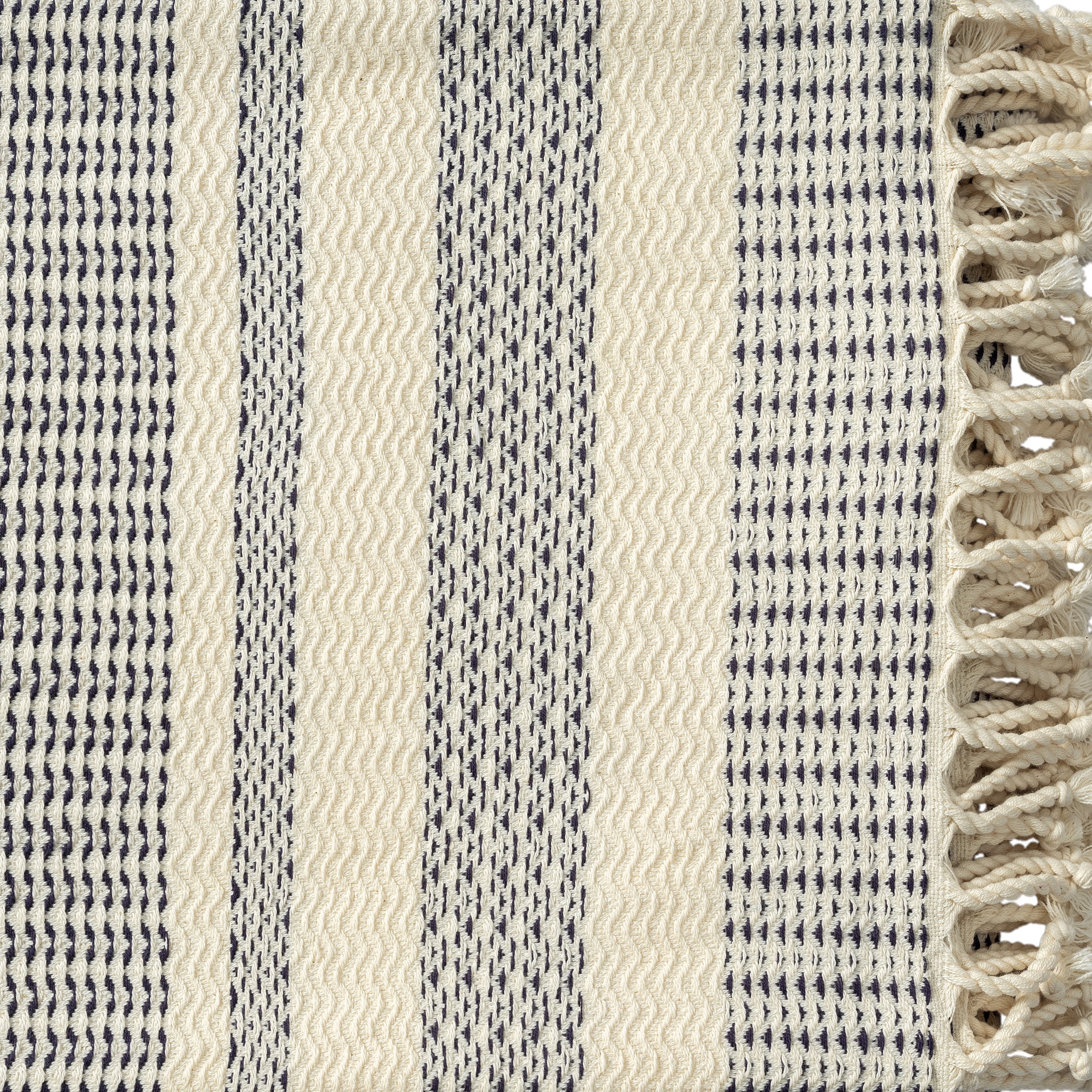 Ox Bay Navy Striped Ultra-Soft Turkish Cotton Throw Blanket, 50" x 60"