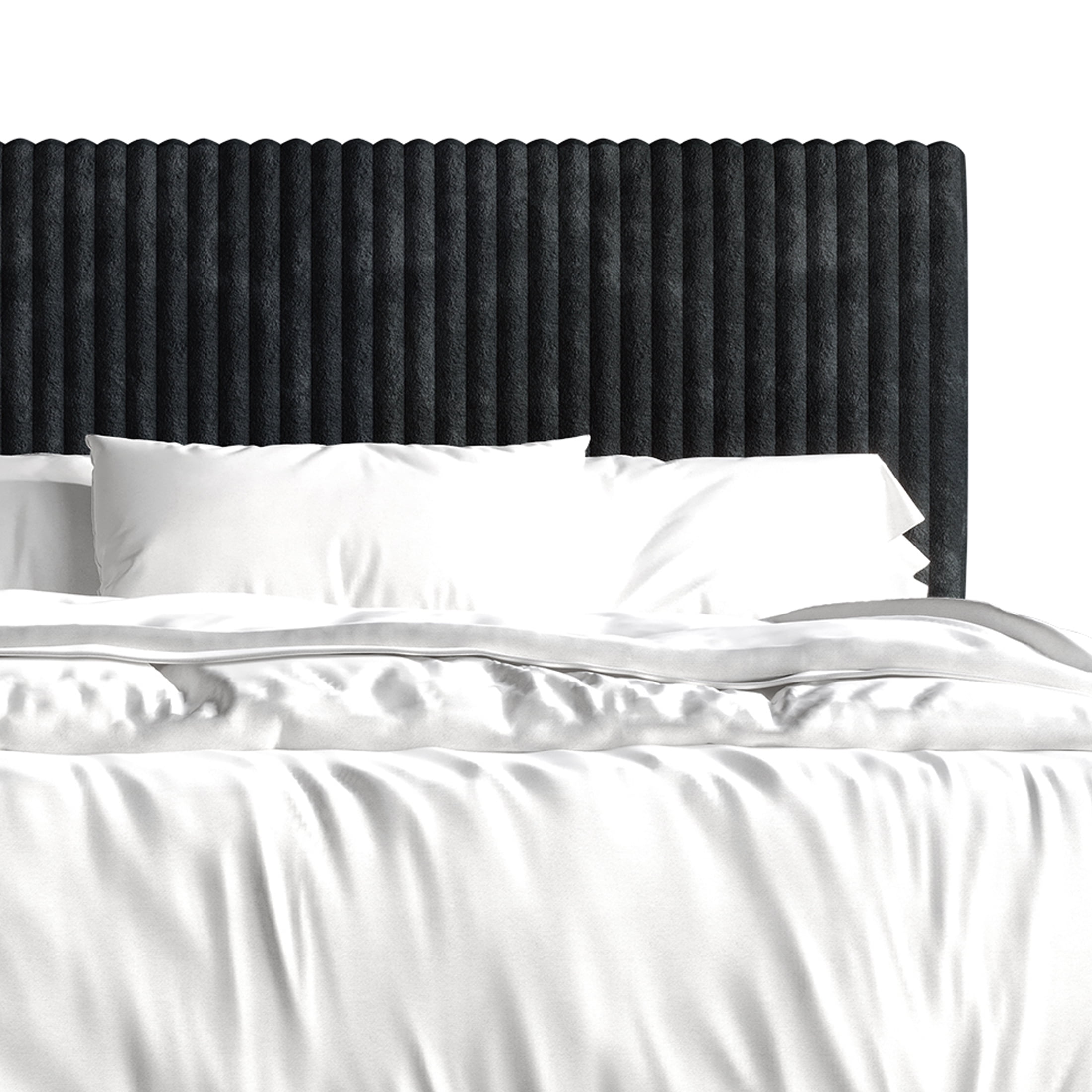 Castle Place Elegant Plush Corduroy Velvet Twin Upholstered Bed, Dark Grey