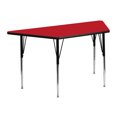 thumbnail image 1 of 25''W x 45''L Trapezoid Red HP Laminate Activity Table - Standard Height Adjustable Legs, 1 of 5