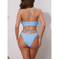 thumbnail image 3 of DARING DIVA Women's Criss Cross Ribbed Knit Bikini Sets Medium Light Blue, 3 of 6