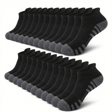 Loritta 12 Pairs Mens Socks Black Running Ankle Socks Low Cut Cushioned Breathable Athletic Socks Men Ankle Socks Size 6-9