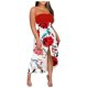 thumbnail image 2 of ICHUANYI Clearance Women's Summer Print Strapless Long Dress Beach Split Dress Party Club Dress(Red, L) ICHUANYI WER2023080910208, 2 of 5
