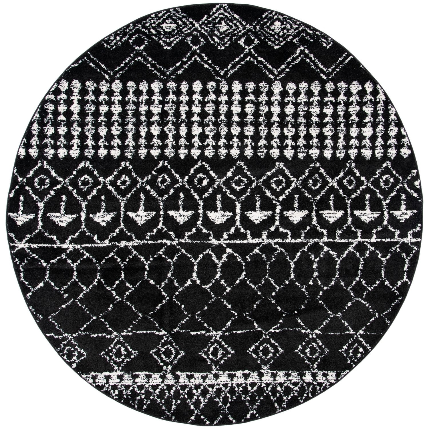 SAFAVIEH Tulum Coriander Moroccan Geometric Area Rug, Black/Ivory, 4' x 6'