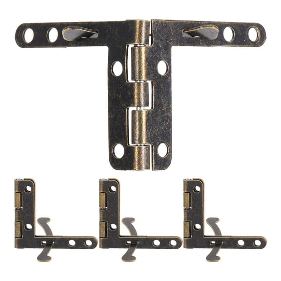 Masteelf 4pcs Heavy Duty Metal Flip Hinges Wooden Box Case Connect Mount Golden Hinges 90 Degree Folding Lid Support Furniture Hardware
