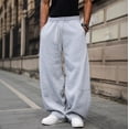 thumbnail image 2 of Nestiefly Men's Baggy Sweatpants Wide Leg Lounge Pants Drawstring Waist Loose Fit Cotton Jogging Sweat Pants with Pockets Light Gray 2XL, 2 of 8