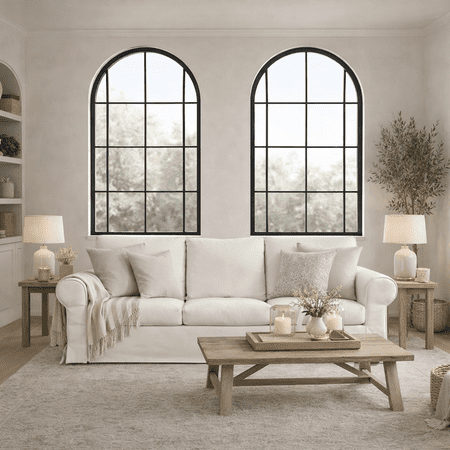 89" Farmhouse 3-Seater Sofa, Deep Seat Couch with High Back Support, Washable Removable Cover, Rolled Arms, White