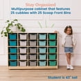 thumbnail image 4 of ECR4Kids 25 Cubby Mobile Tray Cabinet and 25 Scoop Front Storage Bins, 5x5, Kids Furniture, Natural, 4 of 9