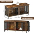 thumbnail image 4 of POAO 63"L Dog Crate Furniture for 2 Dogs, Heavy Duty Double Dog Crates for Mideum Dogs(20-35 Pounds), Dog Kennel Furniture Indoor as TV Stand, Brown, 4 of 7