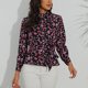 thumbnail image 2 of Camisa de manga larga con cinturón de cuello alto estampado ajustado para mujer Tops/camisas de cuello alto de manga larga Pompotops  FGAJ22157, 2 of 7