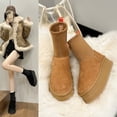 thumbnail image 4 of Botas de nieve para mujer, cortas, forradas con vellón, con cinco capas de espuma gruesa, suela gruesa y acolchada de algodón, botas de lápiz Mulberry para estudiantes, 4 of 5