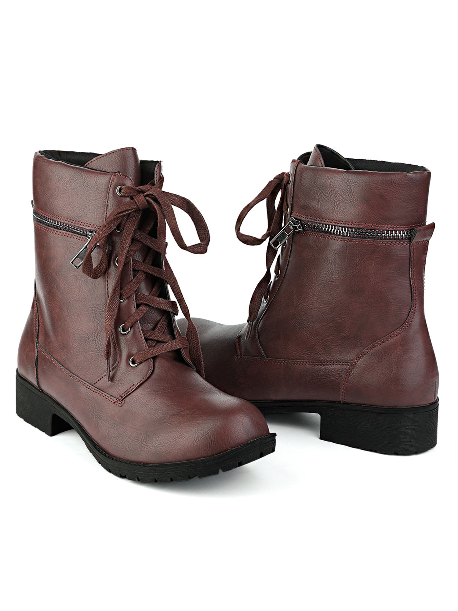 combat boots burgundy