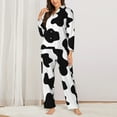 thumbnail image 2 of Fotbe Milk Cow Conjunto de Pijama de Manga Larga para Mujer con Estampado, Ropa de Dormir de 2 Piezas, Conjunto de Casa Suave y Cómodo con Bolsillos-Large, 2 of 7