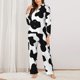 thumbnail image 2 of Balery Milk Cow Conjunto de Pijama con Estampado para Mujer, Conjunto de Dos Piezas con Manga Larga, Ropa de Dormir Suave con Bolsillos, Pijamas Cómodos-XX-Large, 2 of 7